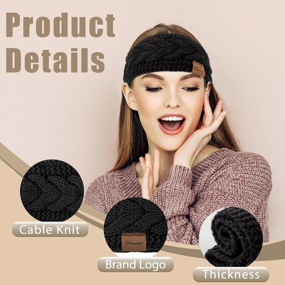 Women’s Fleece Lined Knit Ear Warmer Headbands 4-Pack Winter Accessories main image 4